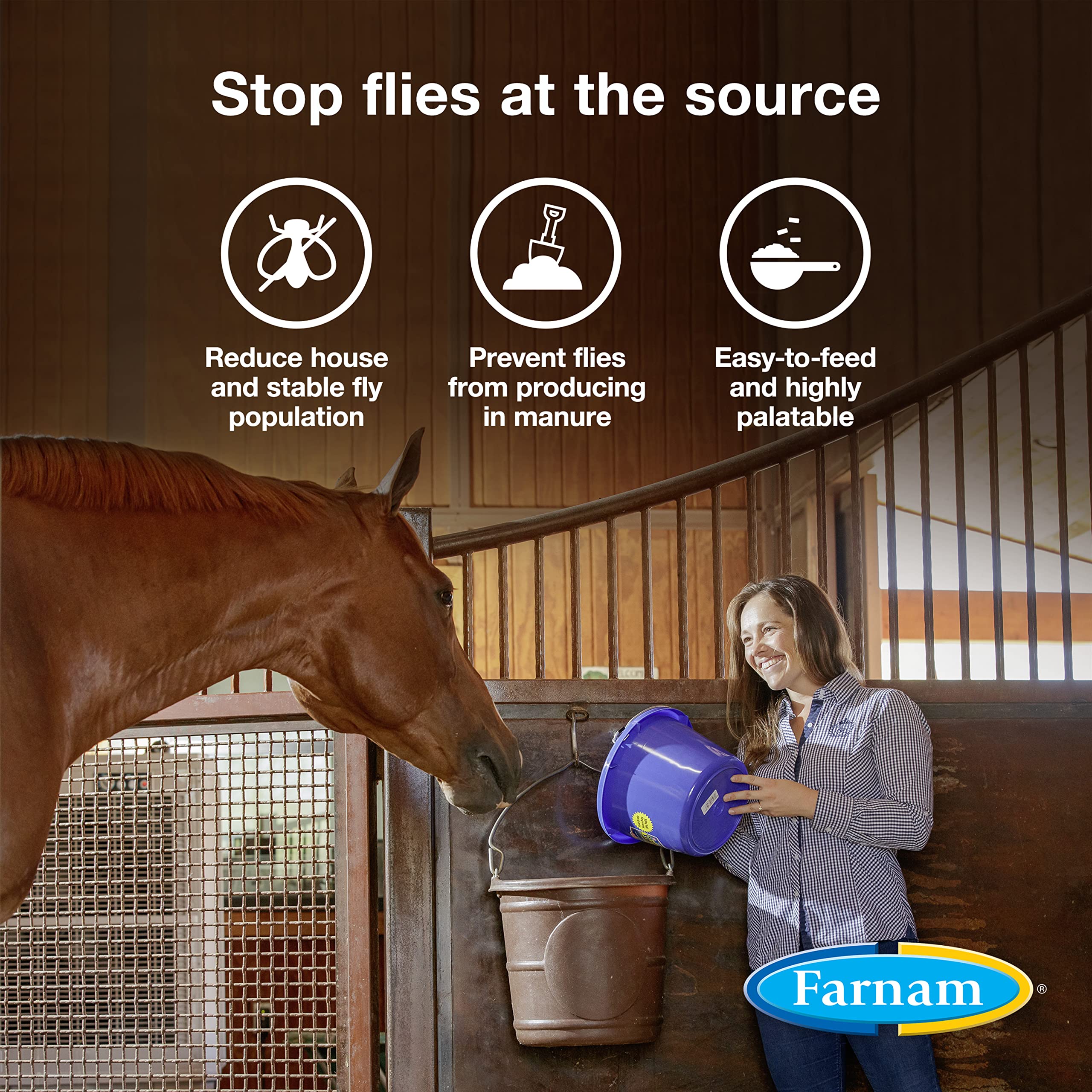 Farnam SimpliFly Feed Through Fly Control for Horses, Breaks the Fly Life Cycle, Pellets, 10 Pound Bucket, 160 Day Supply for On